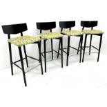 Four high black painted bar stools