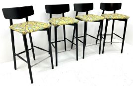 Four high black painted bar stools