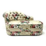 Small 20th century chaise longue upholstered in a deep buttoned 'Cookham' fabric