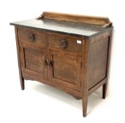 Edwardian oak washstand with marble top