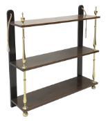 Regency style rosewood three tier wall hanging etagere