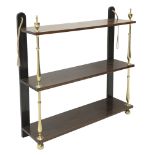 Regency style rosewood three tier wall hanging etagere