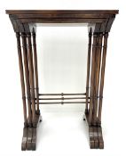 Edwardian walnut nest of three graduating occasional tables