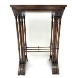 Edwardian walnut nest of three graduating occasional tables