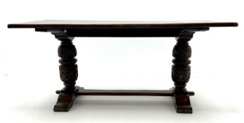 Rectangular oak refectory dining table