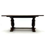 Rectangular oak refectory dining table