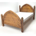 Gothic pine 4ft6 double bedstead