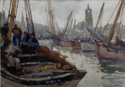 Joseph Richard Bagshawe (Staithes Group 1870-1909): Fishing Boats in Tarbert Harbour Argyle