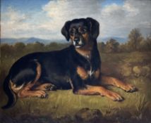 W R Waters (British fl.1829-1877): Manchester Terrier in Landscape