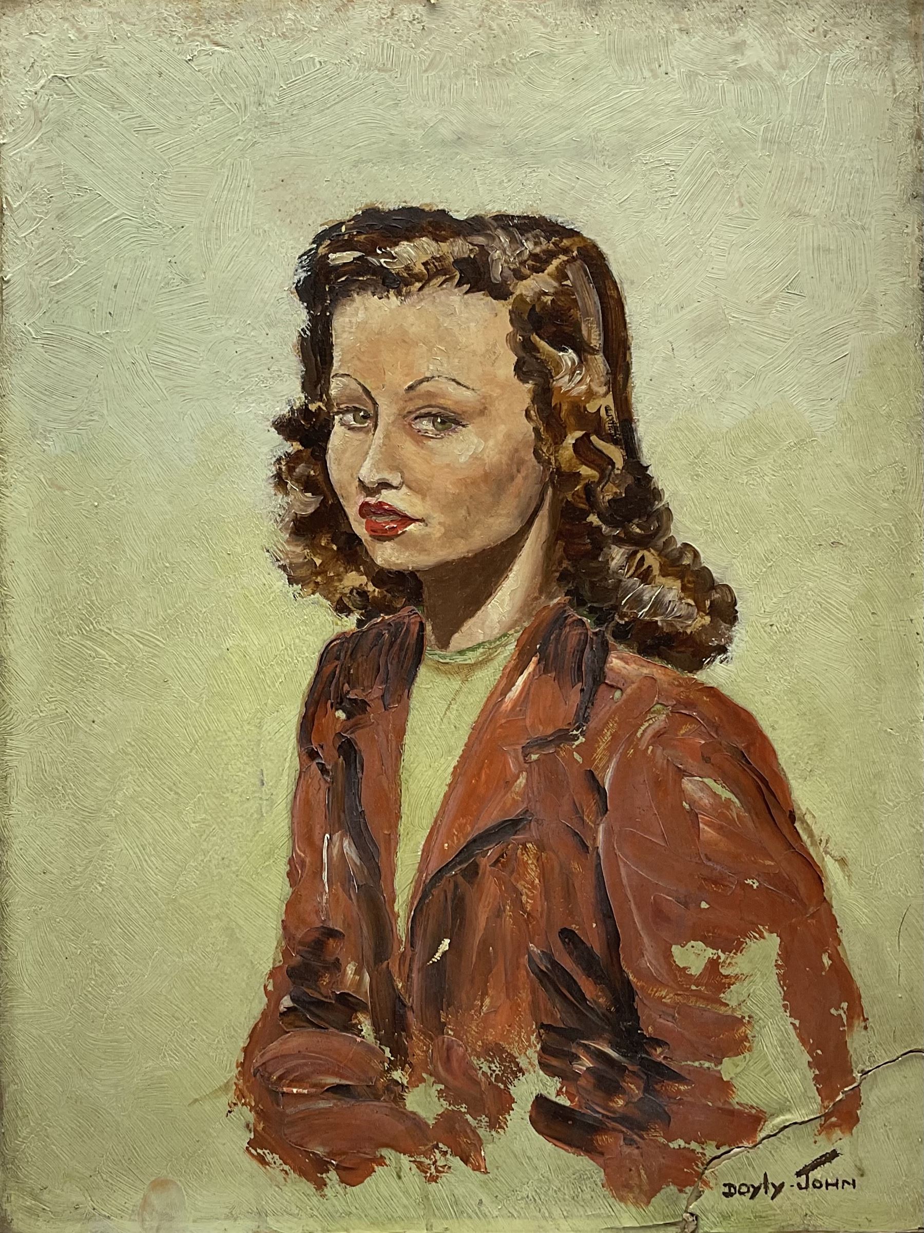 Cecil Rochfort D'Oyly-John (British 1906-1993): 'Dorothy May Chedzoy' - half length portrait