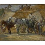 English School (Early 20th century): Workmen with Horses and Carts Quarrying Stone