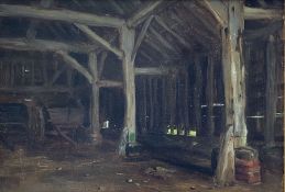 Frank Moss Bennett (British 1874-1953 ): Old Barn Interior