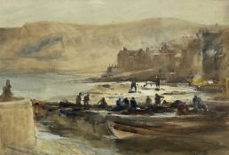 Robert Jobling (Staithes Group 1841-1923): Cobles on the Shore at Staithes