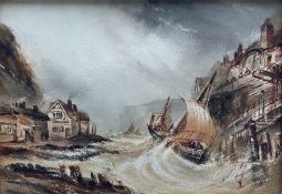Henry Barlow Carter (British 1804-1868): Stormy Seas at Staithes