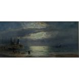 John Mogford (British 1821-1885): 'Scarborough Pier by Moonlight'