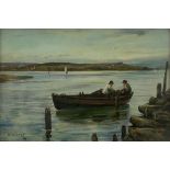 William Fleming Vallance RSA (Scottish 1827-1904): Rowing Boat by the Quayside