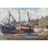 Hurst Balmford (British 1871-1950): 'St. Ives - Fishing Boats on the Wharf'
