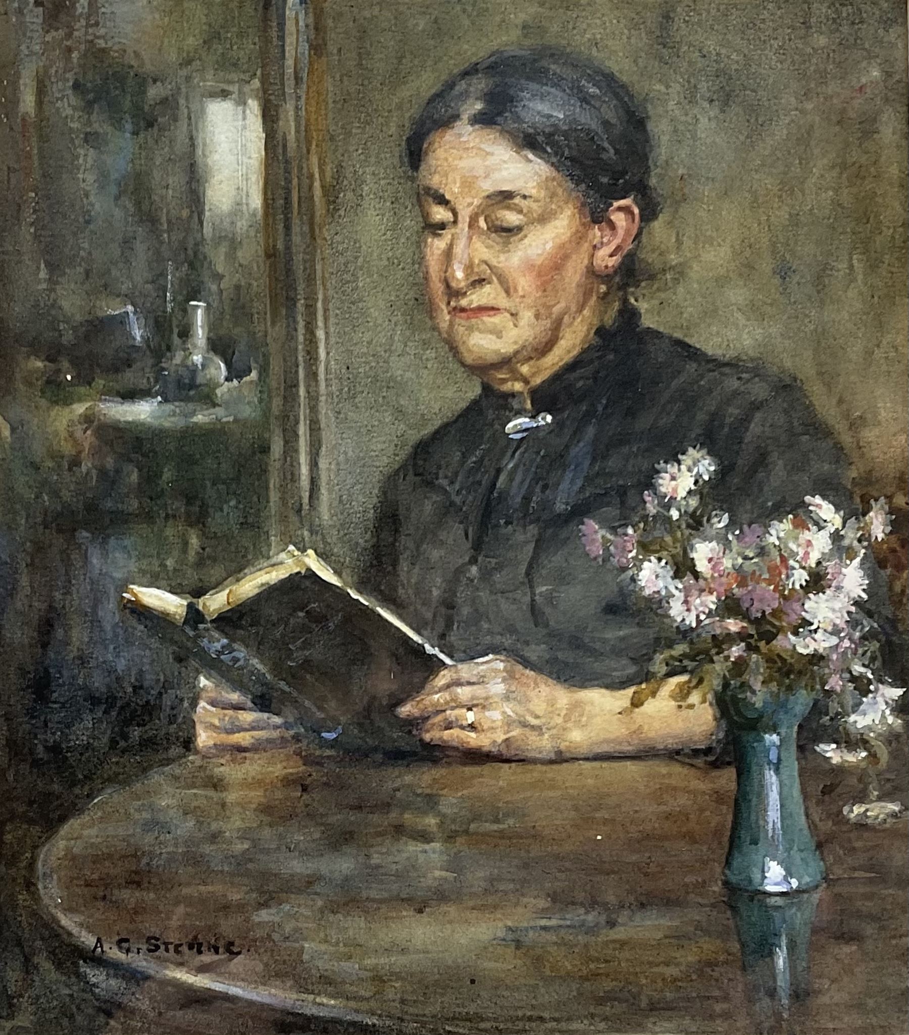 Albert George Stevens (Staithes Group 1863-1925): Lady Reading a Book