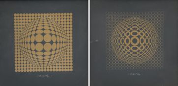 Victor Vasarely (Hungarian/French 1908-1997): 'Vega Gold I & II'