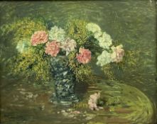 Everett L Shinn (American 1876-1953): Still Life of Carnations