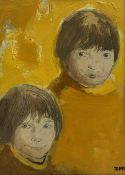 Donald McIntyre (British 1923-2009): 'Two Children Wearing Yellow'