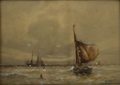 Frederick (Fred) Dade (British 1874-1908): Sailing Vessels in Open Water