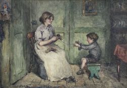 Albert George Stevens (Staithes Group 1863-1925): Cottage Interior