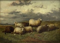 Samuel Joseph Clark (British 1834-1912): Sheep in Landscape