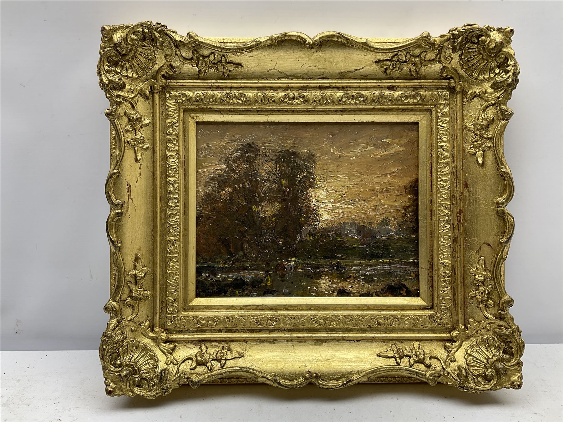 Herbert F Royle (British 1870-1958): Wooded Landscape at Sunset - Image 2 of 4