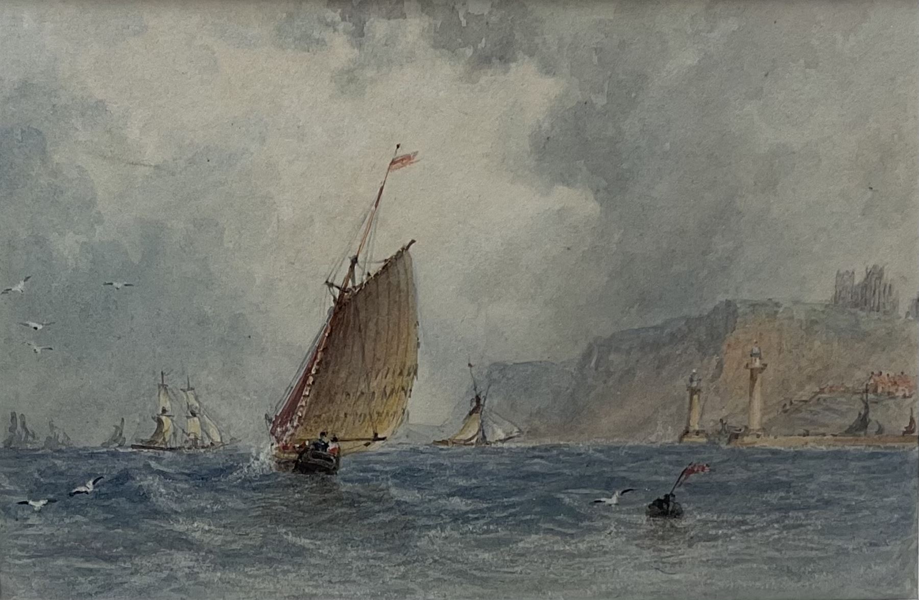 George Weatherill (British 1810-1890): Fishing Boat under Sail 'Off Whitby'
