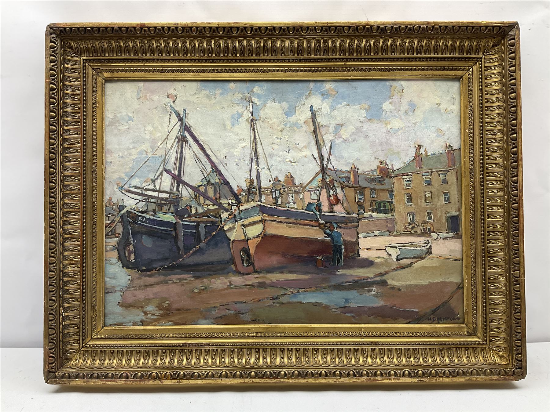 Hurst Balmford (British 1871-1950): 'St. Ives - Fishing Boats on the Wharf' - Image 2 of 4