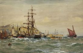 Ernest Dade (Staithes Group 1868-1934): Sailing Brig Paddle Steamer and Fishing Boats