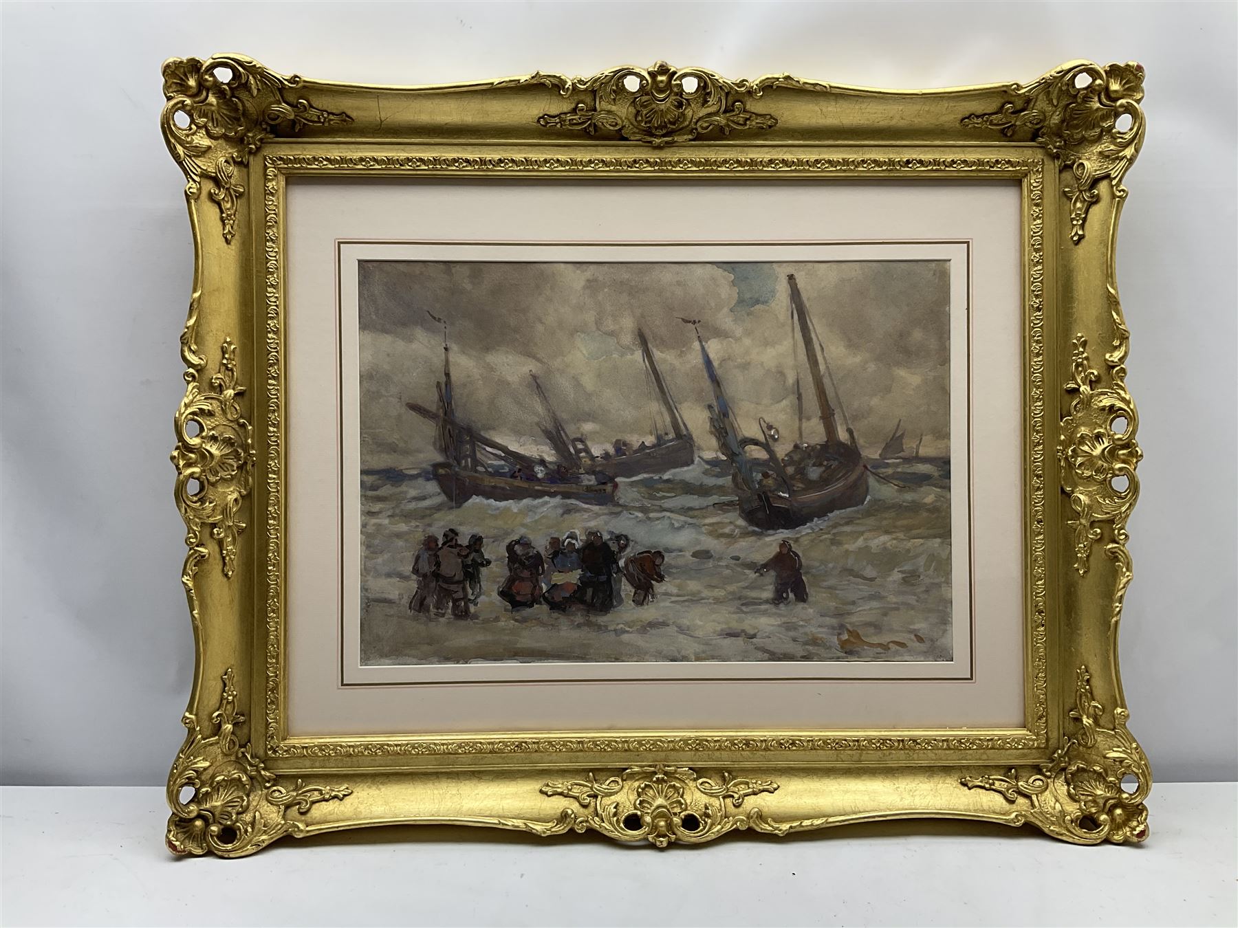 Joseph Richard Bagshawe (Staithes Group 1870-1909): 'Putting Out in Rough Weather' - Image 2 of 3