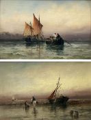Sarah Louisa Kilpack (British 1839-1909): Fishing Boats on the Shoreline and at Sea