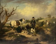 George Armfield (British 1808-1893): Catching Rabbits with Terriers and Ferrets