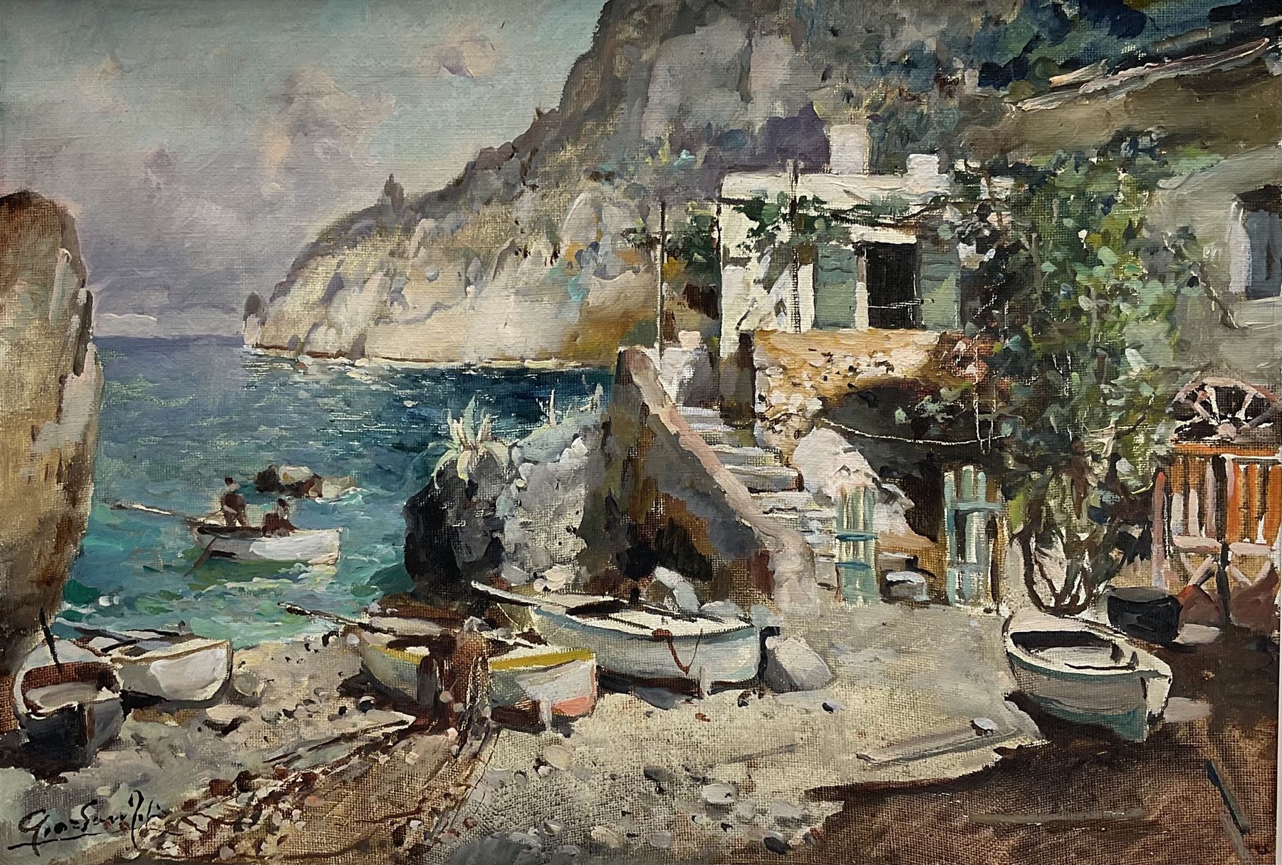 Felice Giordano (Italian 1880-1964): 'Small Harbour in Capri'