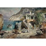Felice Giordano (Italian 1880-1964): 'Small Harbour in Capri'