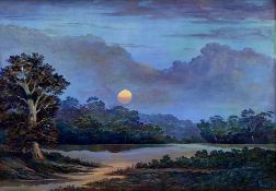 Bruce Kendall (British Contemporary): 'Scampston Park (North Yorkshire) by Moonlight'