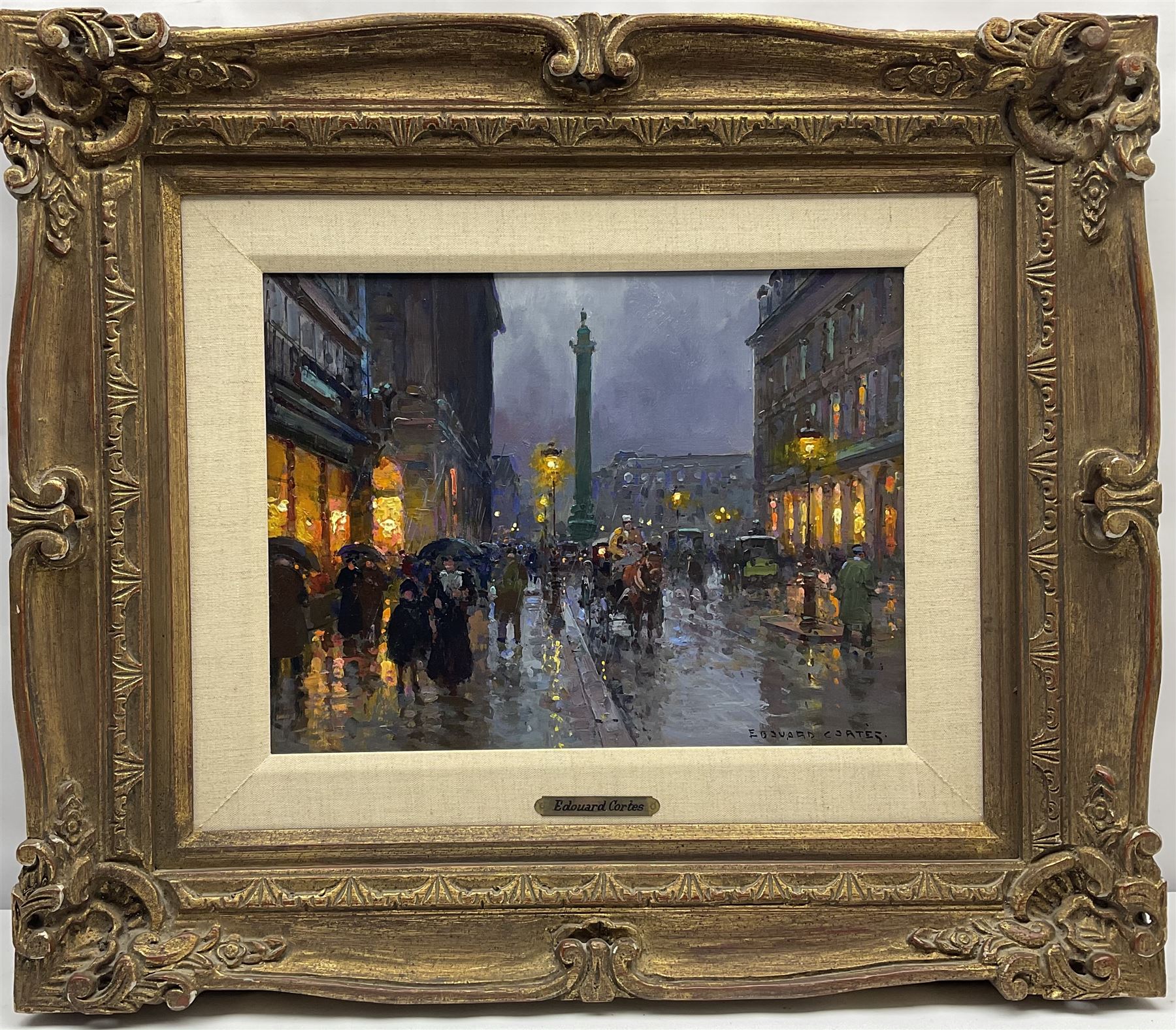 Edouard Léon Cortès (French 1882-1969): 'Rue de la Paix Paris at Dusk' - Image 2 of 4