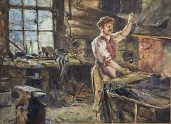 Albert George Stevens (Staithes Group 1863-1925): The Blacksmith's Forge