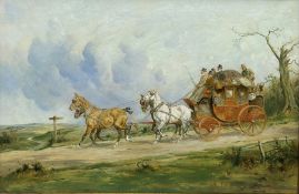 George Wright (British 1860-1942): 'Coach and Four on the Open Road'