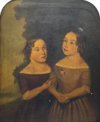 English Primitive School (Early/mid 19th century): Portrait of Two Girls