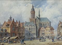 Pierre Le Boeuff (Belgian fl.1899-1920): Continental Market Square