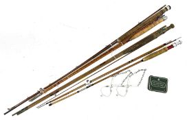 Vintage four piece split cane fly fishing rod