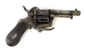 Mid-19th century Belgian 7mm pin-fire pocket revolver with six-shot cylinder