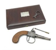 Scratch-built copy of a 19th century percussion cap pistol with 7cm tapering cannon style turn-off b
