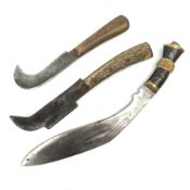 Two late 19th/early 20th century billhooks - one blade marked 'Brumby & Middleton' with Victoria cyp