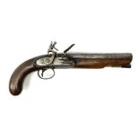 Early 19th century flintlock holster pistol with 21.5cm octagonal barrel