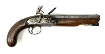 Early 19th century flintlock holster pistol with 21.5cm octagonal barrel
