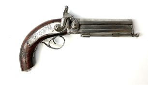 19th century over-and-under double barrel percussion cap pistol